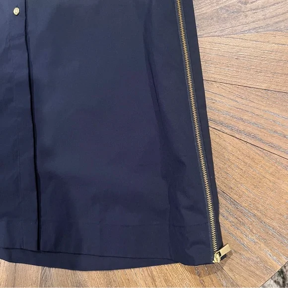 Hinson Wu Savannah Shirt Blouse Side Zippers French Cuff 3/4 Sleeves Navy Sz S - Picture 10 of 14